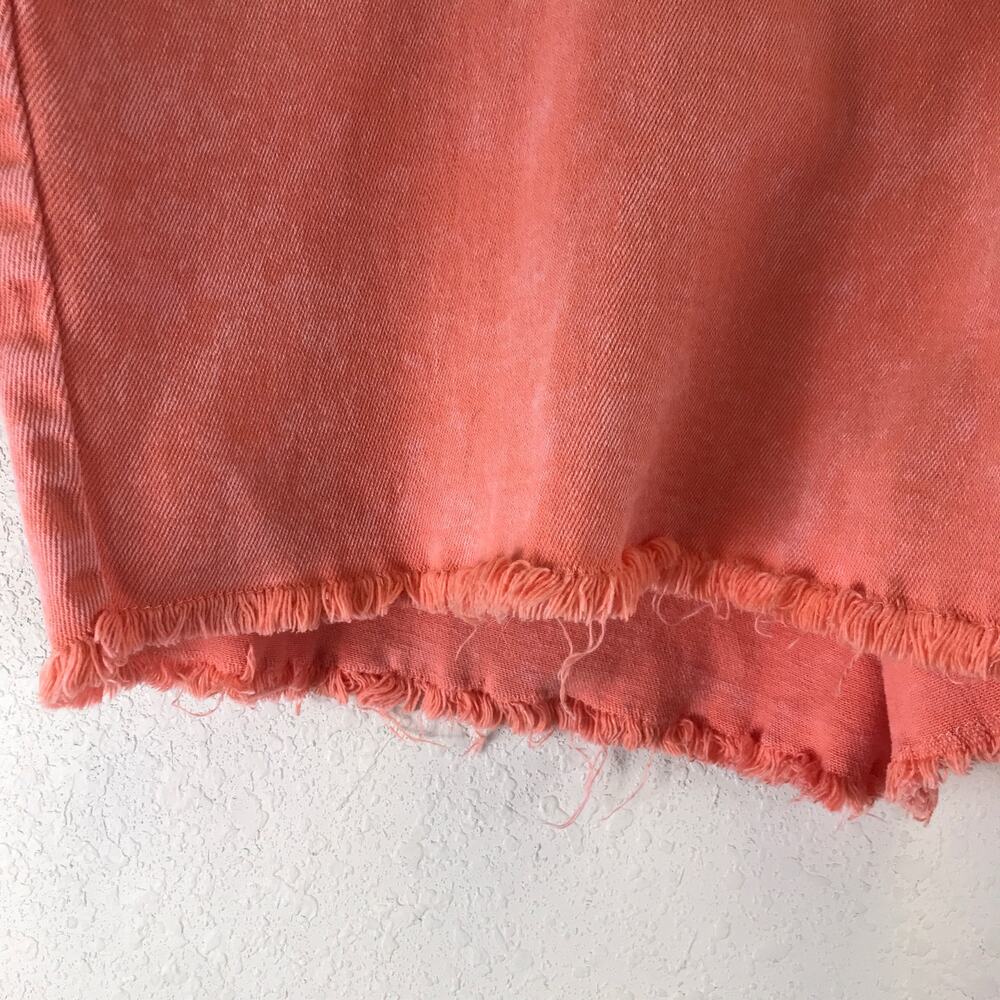 Ava & Viv Coral Colored Denim High Rise Raw Hem Cutoff Shorts Beach Plus Size - Picture 6 of 9